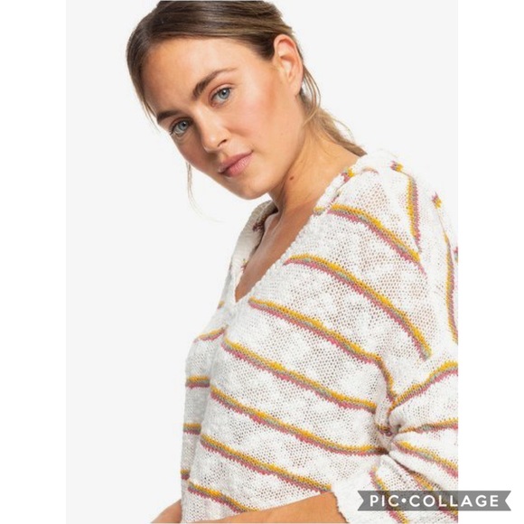 Roxy Sandy Bay Beach Knitted Hooded Poncho - Picture 3 of 10